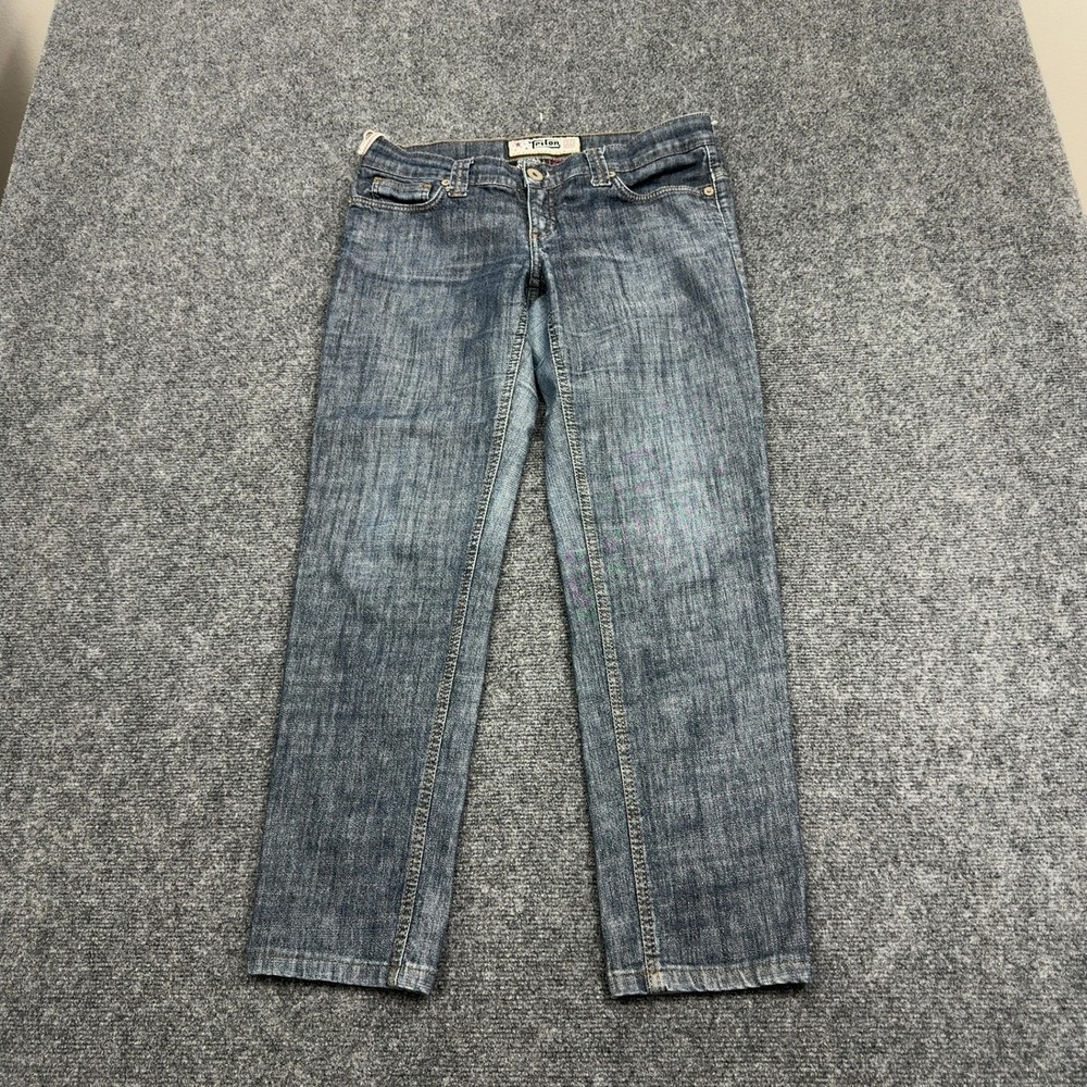 Triton Jeans Womens 42 Blue Denim Embroidered Back Pockets Low Rise Y2K Style